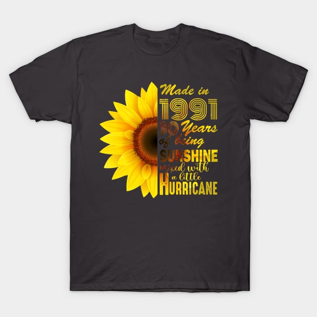 Vintage 1991 sunflower 30th Birthday Awesome Gift T-Shirt by Salt88